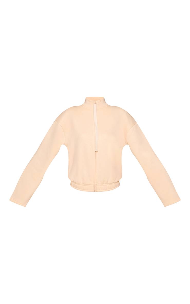 Butter Cream Sweat-shirt Col Cheminée À Cordon De Serrage Contrasté Coloris Crème