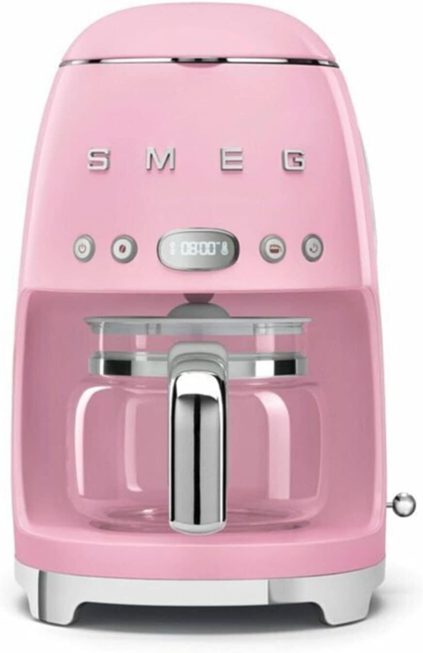 Smeg, Machine à Café Filtre DCF02PBEU, Fonction Arôme et Autostart, Carafe en Verre Jusqu'à 12 Tasses, 2 Niveaux d'Intensité, Mode Maintien au Chaud, 1050 W, Bleu Clair Pastel