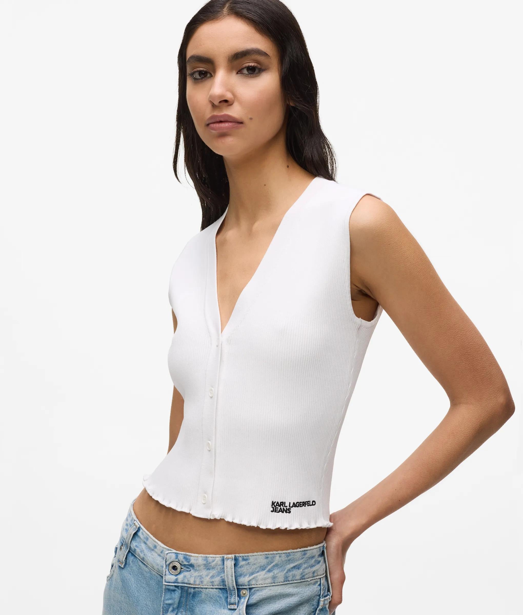 Gebreide top met knoopsluiting
