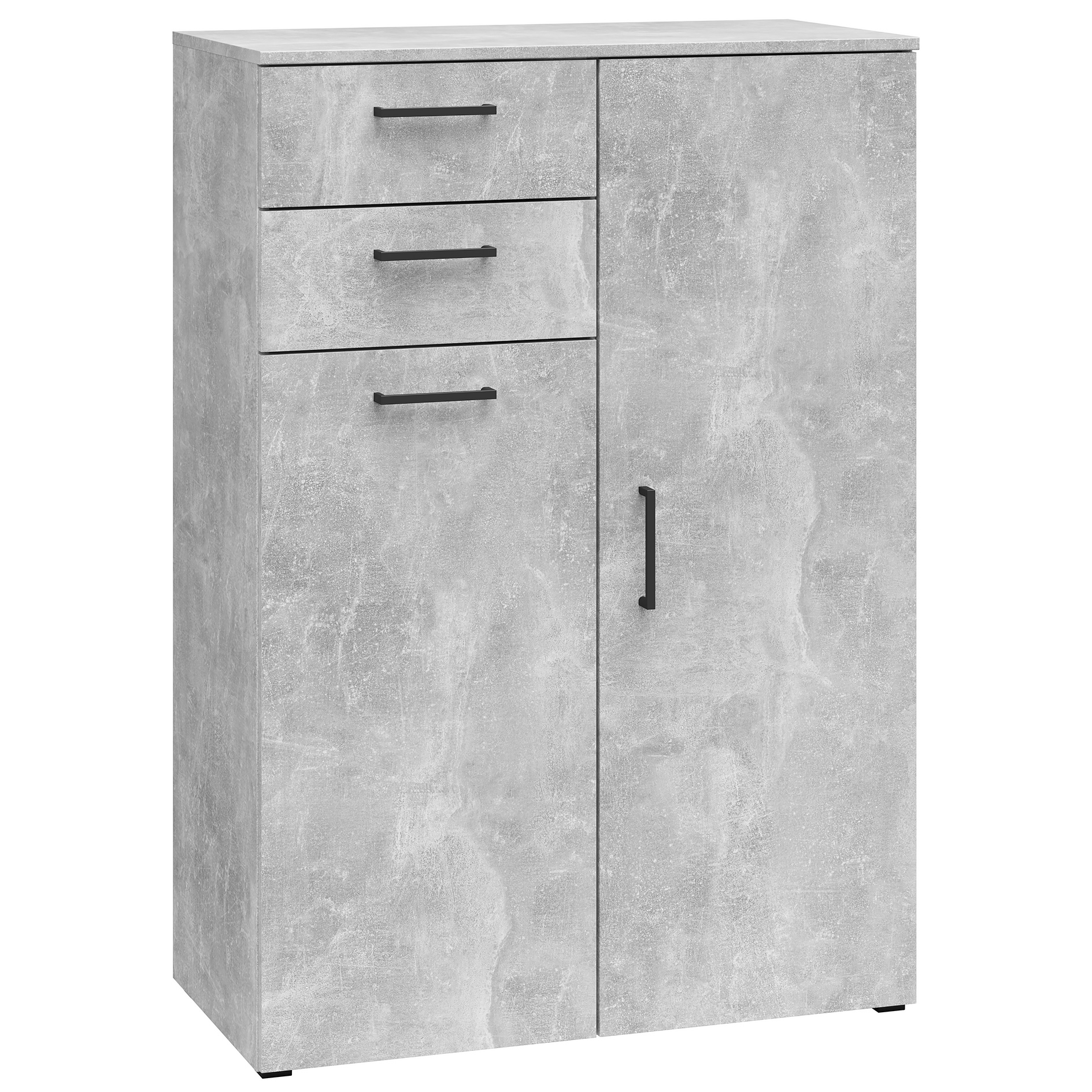 Kommode - Betonoptik - 2 Türen - 2 Schubkästen - 80 cm