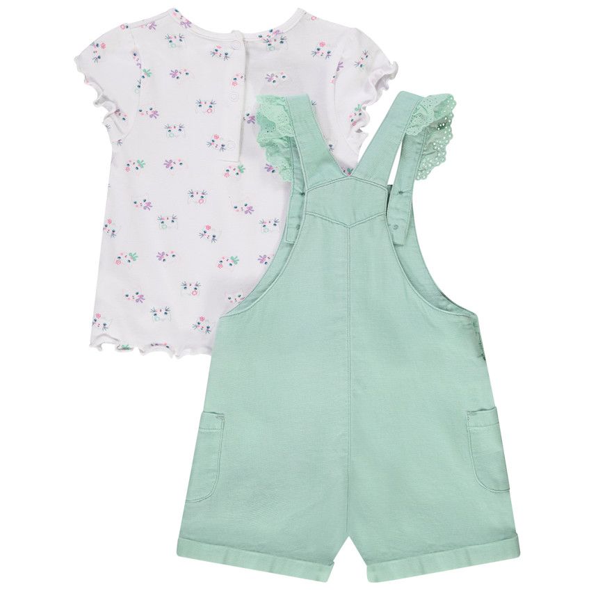 Ensemble 2 pièces imprimé chats pour bébé fille - Bleu