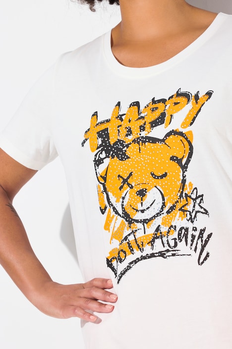 T-Shirt, Boxy Fit, Teddy-Motiv, Halbarm