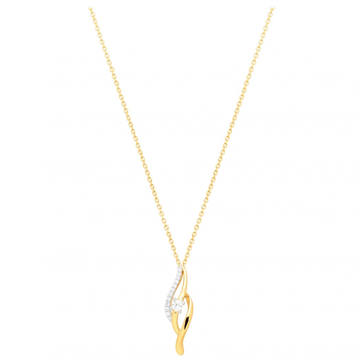 Collier en Plaqué Or avec oxyde de zirconium blanc