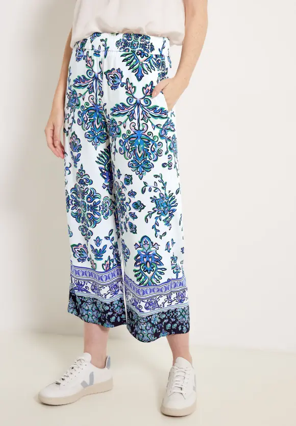Casual Fit Hose mit Print - vanilla white