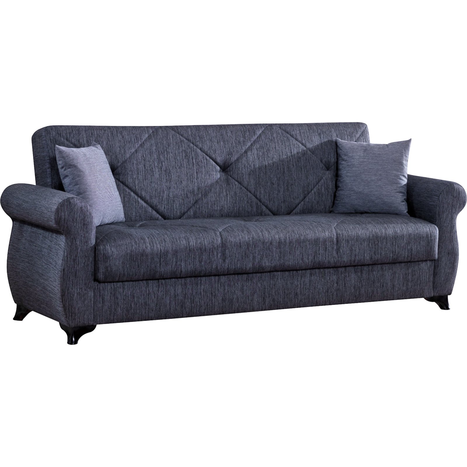Bettsofa Rana Stoff dunkelgrau, Bettkasten