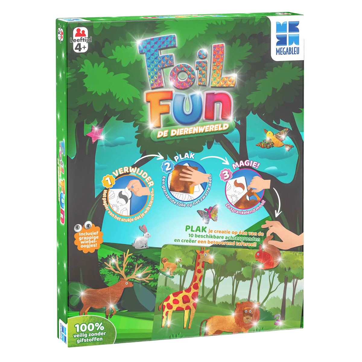 Megableu Foil Fun Stickers maken Dieren, 100 Stickers