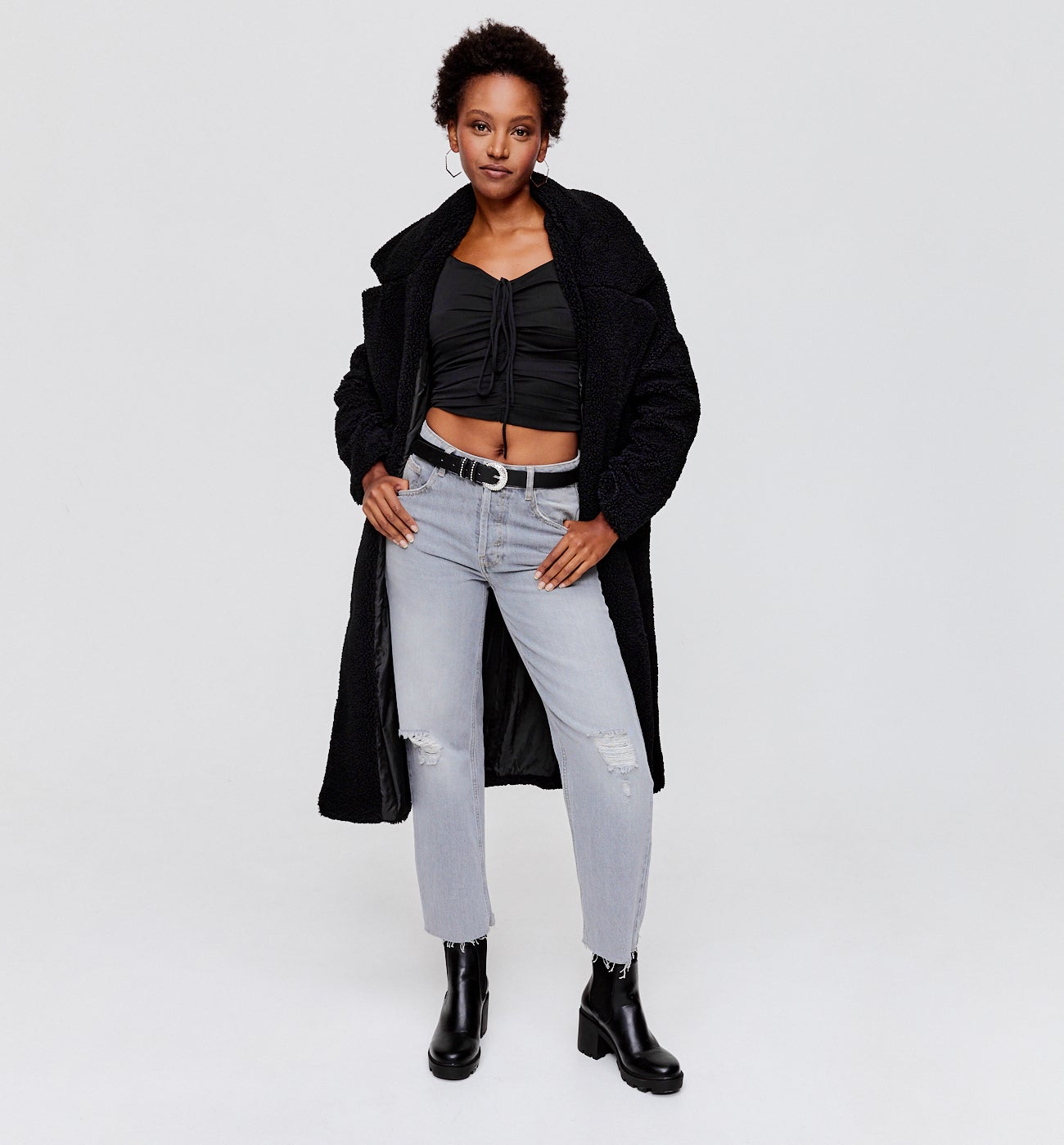 Crop top en voile Femme - Noir