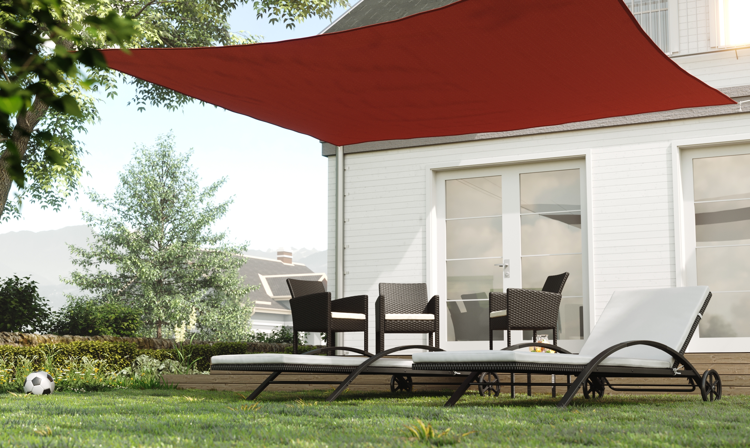 Sonnensegel Quadrat 5 x 5 m rot