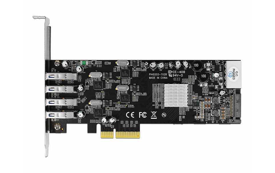 PCI-Express-Karte USB 3.0 Typ-A - 4x Quad Channel<br>Externe USB-Anschluss Karte