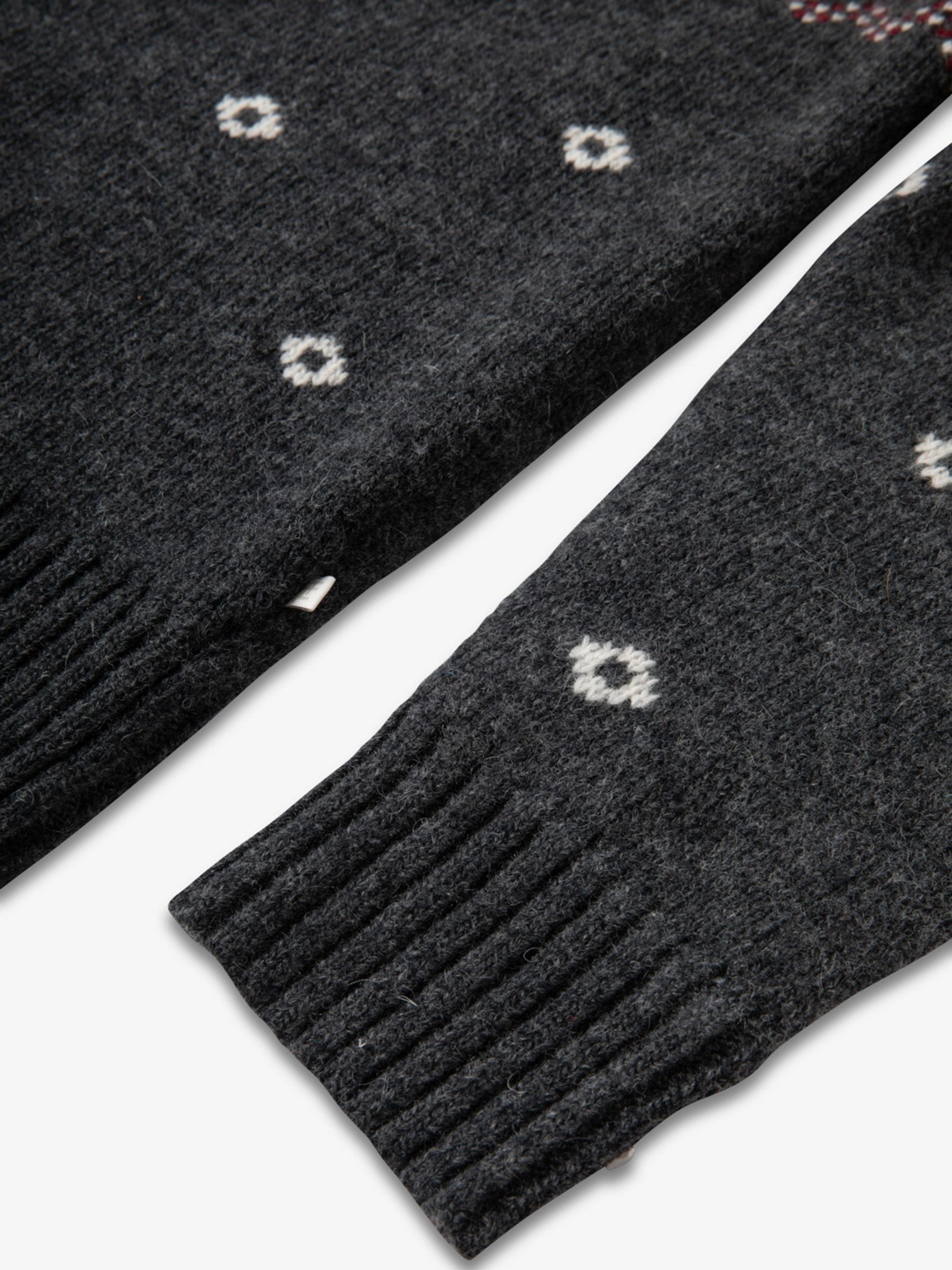 The Little Tailor grijze wollen Blend zip neck feestelijke fairisle Kerstmis Trui