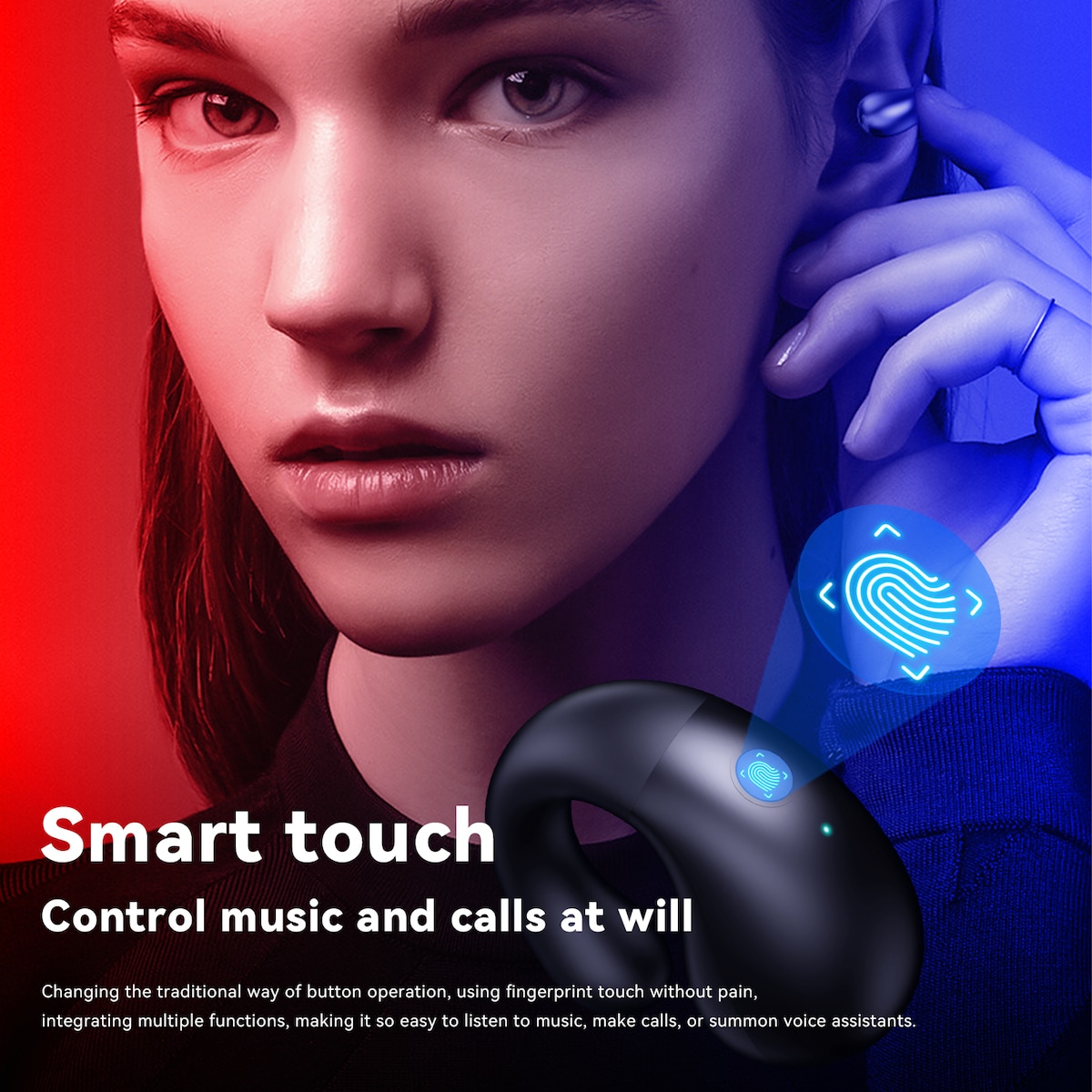 Luftledning trådløse øreplugger hodetelefoner Bluetooth 5.3 ENC Hvit