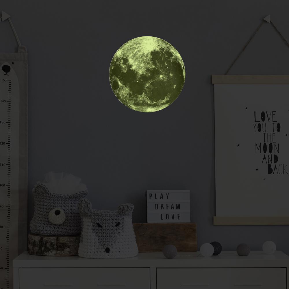 STICKER MURALE PHOSPHORESCENT LUNE 25CM