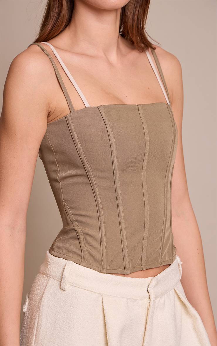 Champignon Corset À Bretelles Contrastées Tissé
