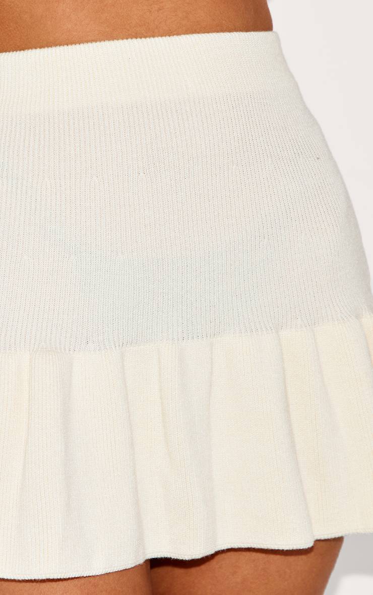 Crème Jupe Mini Plissée En Maille Petite
