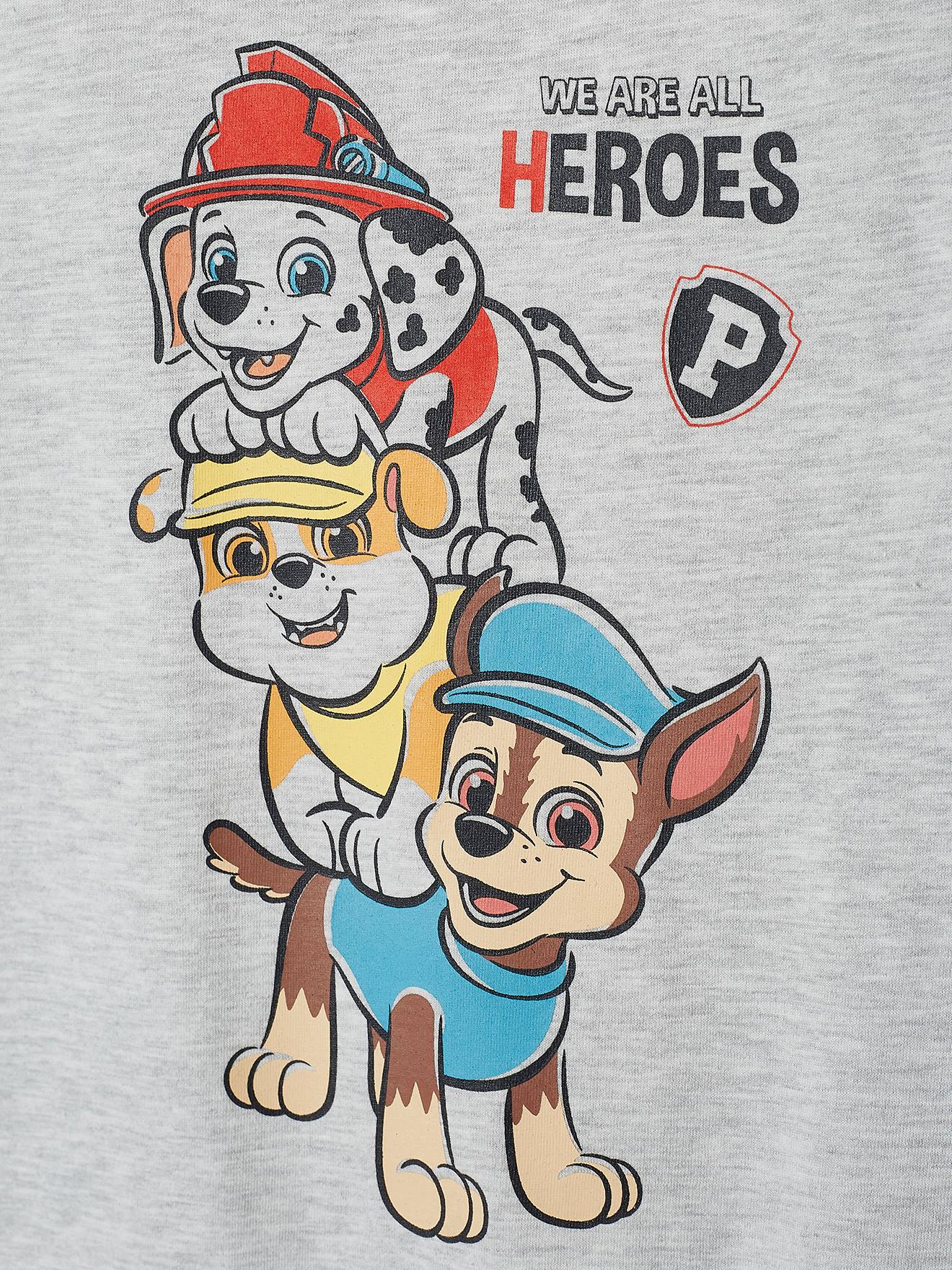 Camiseta lisa de manga comprida cinza claro da Patrulha Canina® com estampas.