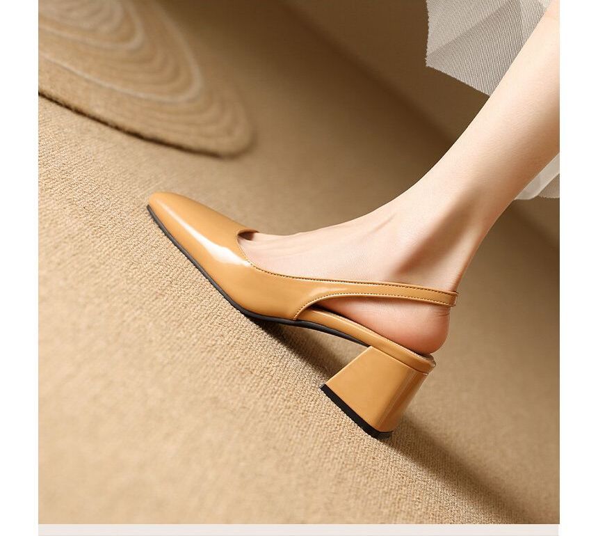 Niuna - Slingback muiltjes met vierkante neus en blokhak