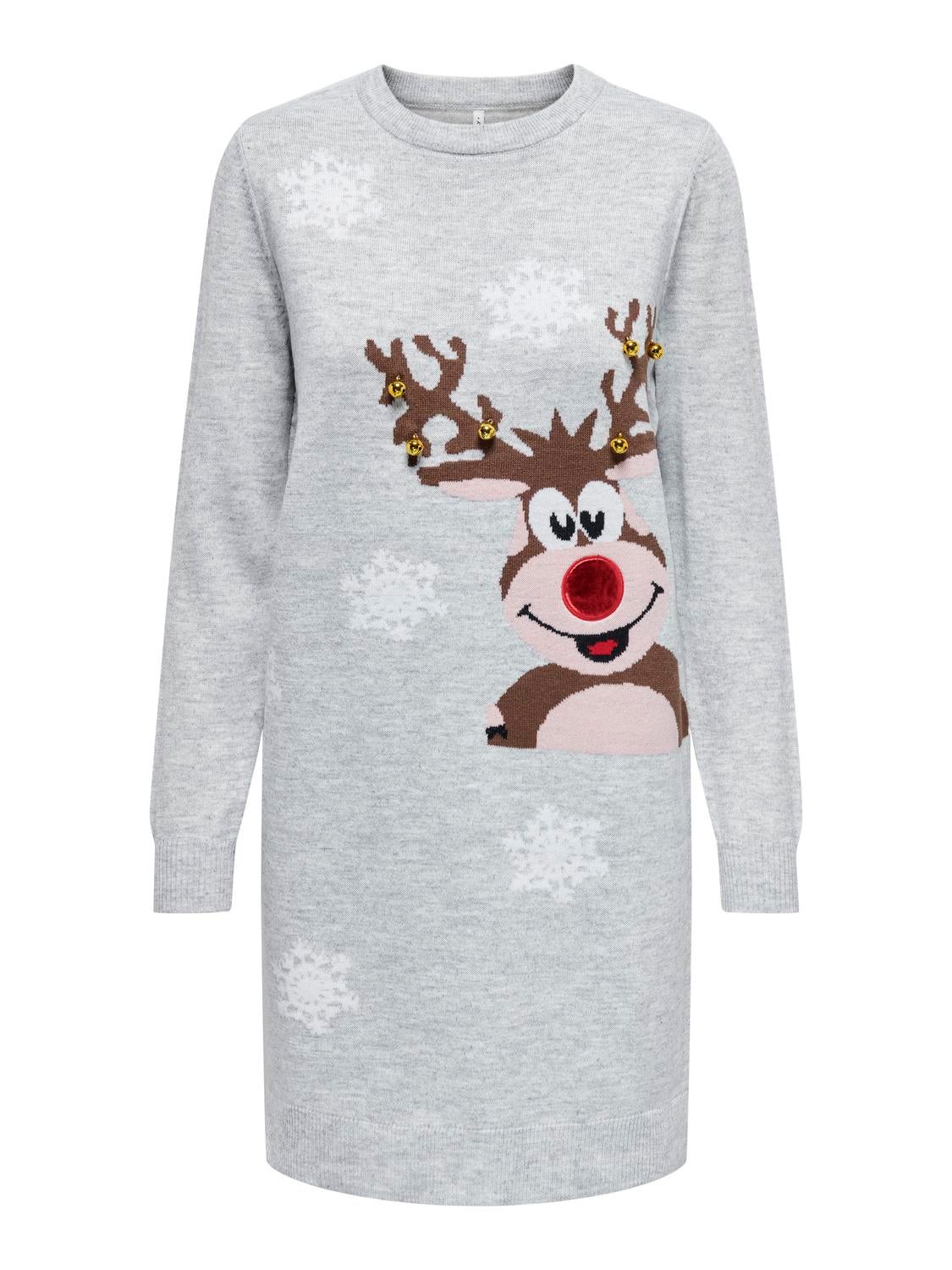 ONLXMAS Midikleid Light Grey Melange