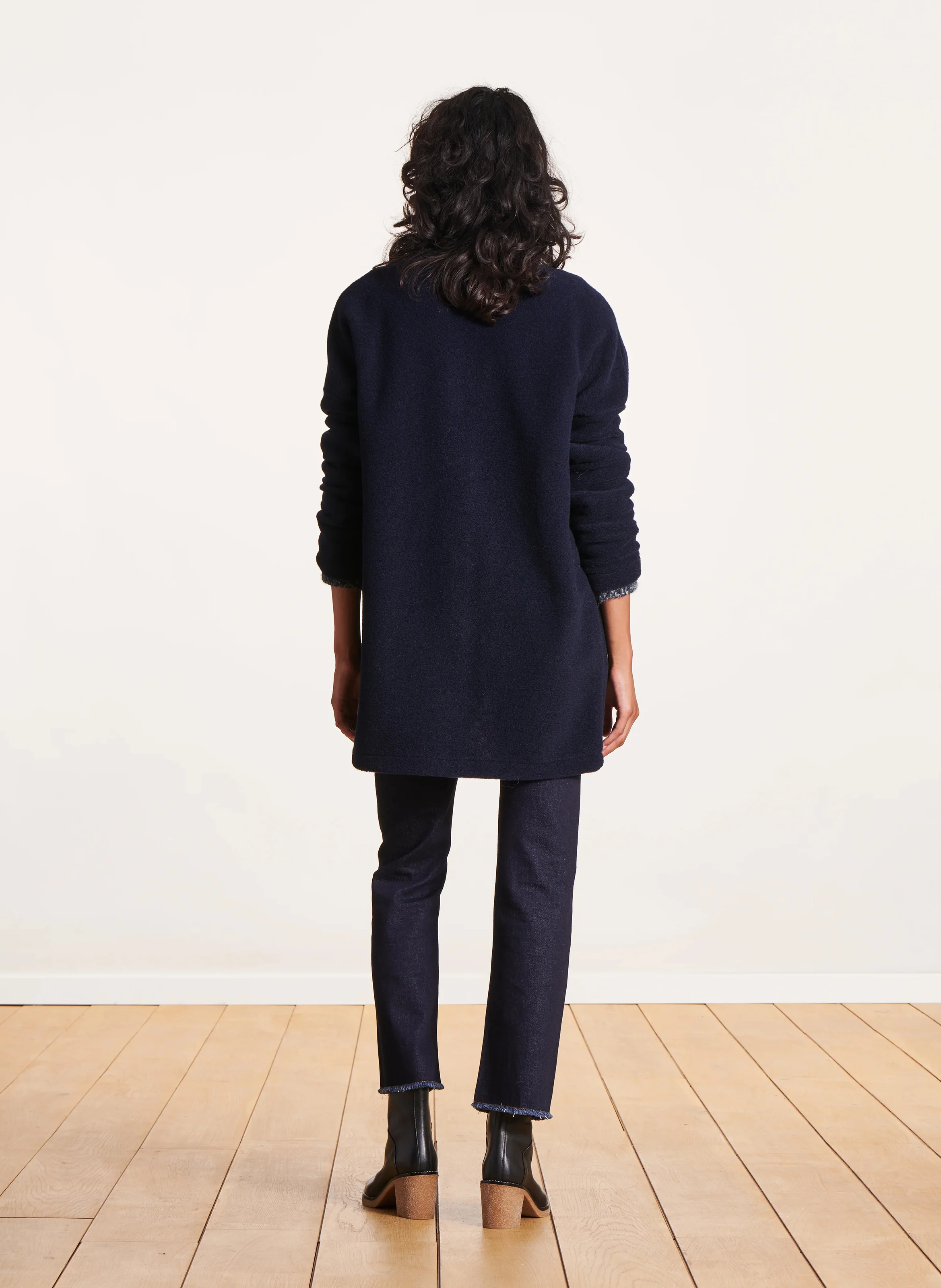 Manteau col rond| Bleu