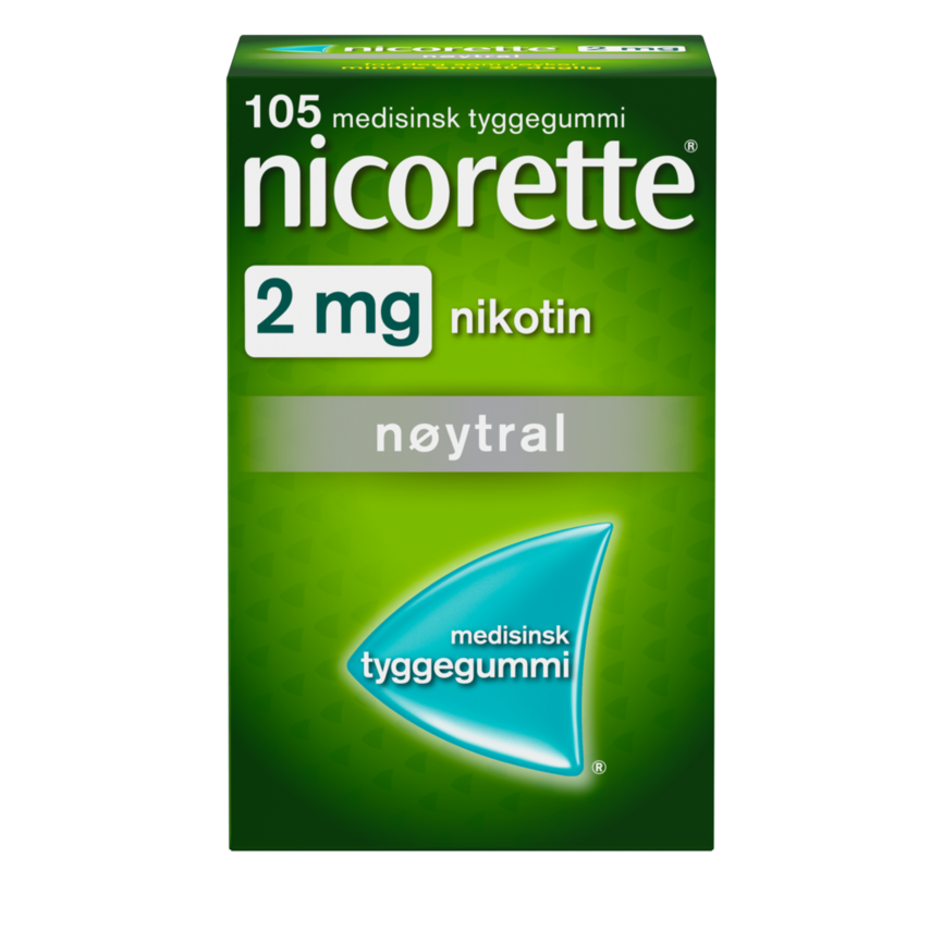 Nicorette Nøytral tyggegummi 2 mg nikotin, slutte å røyke