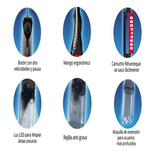 Aspirador de pó elétrico Fluval ProVac nas cores vermelho e preto.