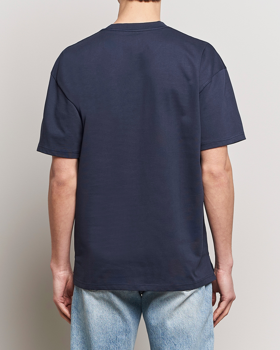 Bread & Boxers Textured Heavy Crew Neck T-Shirt Navy Blue