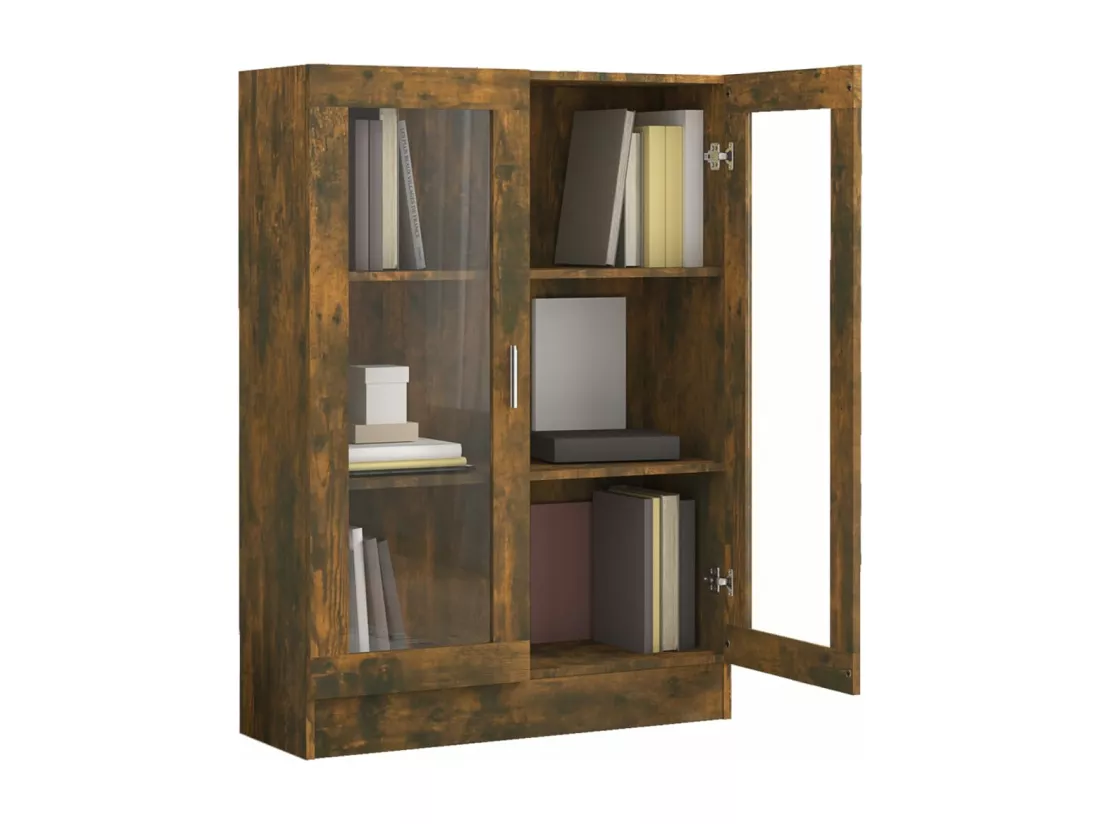 Armoire à vitrine Chêne fumé 82,5x30,5x115 cm Bois d'ingénierie