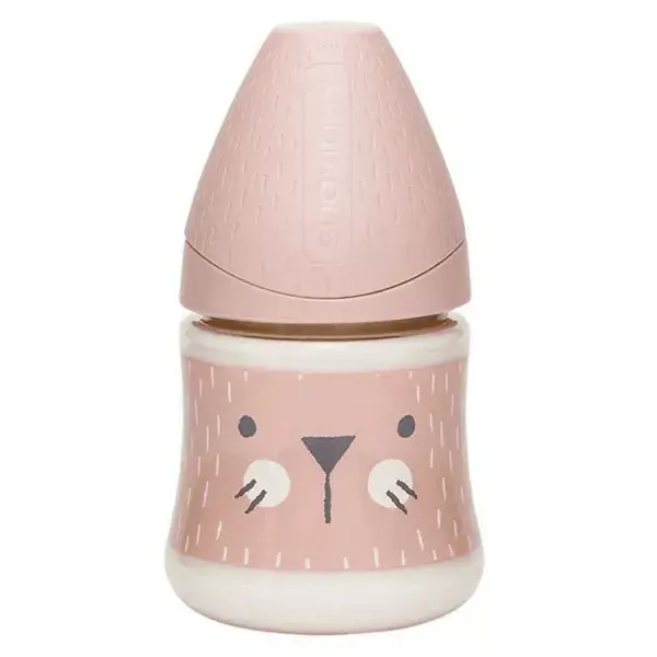 Mamadeira Suavinex Premium Slow Flow, Coelhinho Rosa, +0m, 150ml