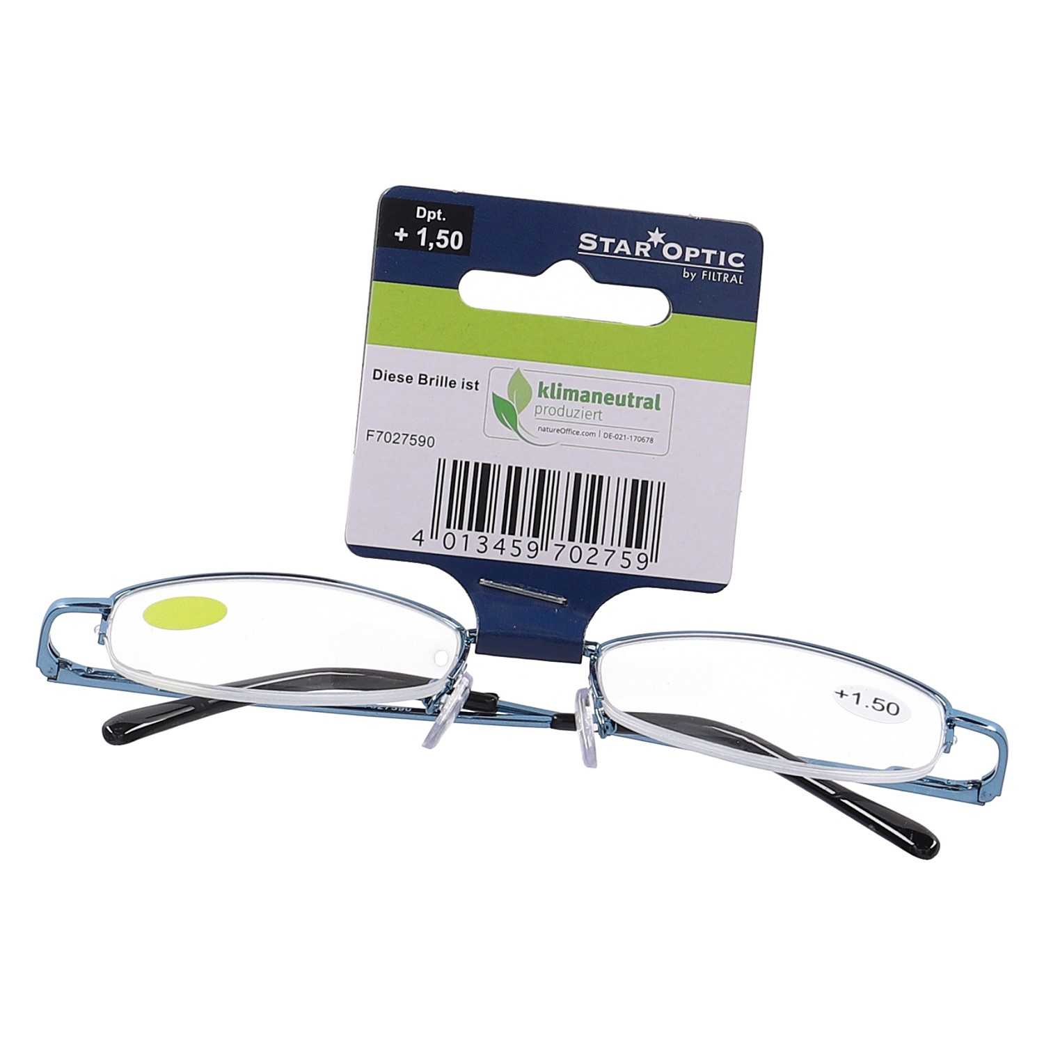 Star Optic Lesehilfe MD3 aus Metall +1,5 Dioptrien hellblau