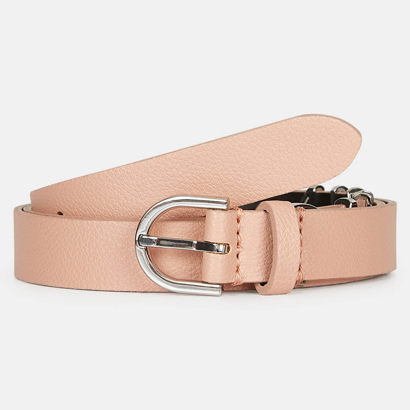 Calvin Klein Ceinture en Cuir Round Buckle Charms rose clair