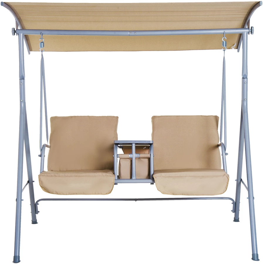 Outsunny Gartenschaukel mit Sonnendach beige