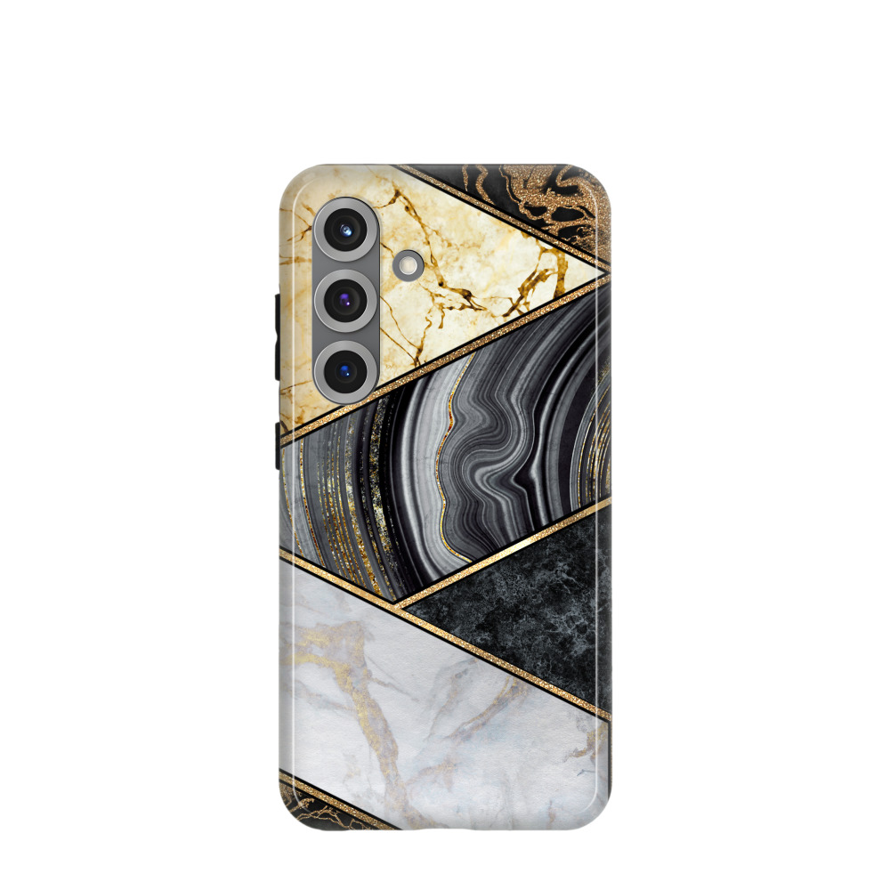 Samsung Galaxy S25 Hybrid (Kunststoff / Gummi) Hülle Granitoptik - Gold