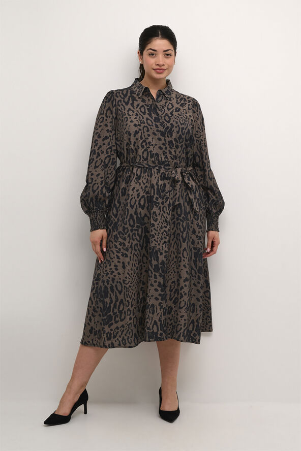 Kaffe Curve KCjola Shirt Dress Major brown/black leopard