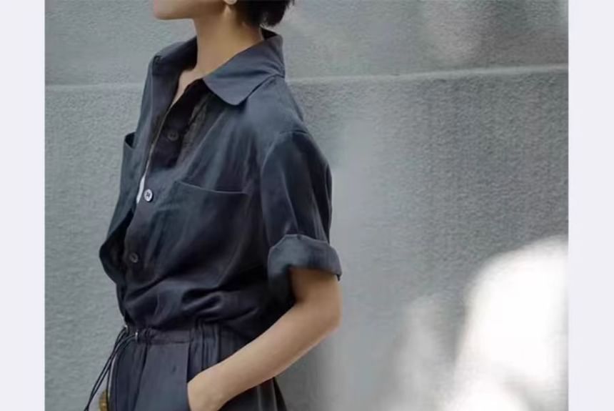Felixia - Maxi-jurk met korte mouwen en linnen motief
