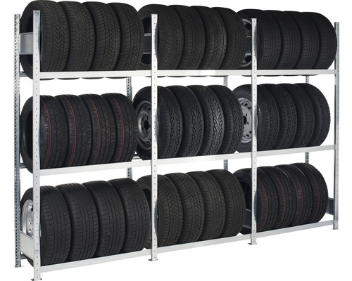 Schulte bandenrek, aanbouwrek, verzinkt, 275x150x40 cm, 4 niveaus, draagvermogen 600 kg