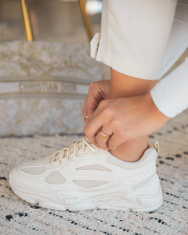 Basket femme beige à lacets - Adriana