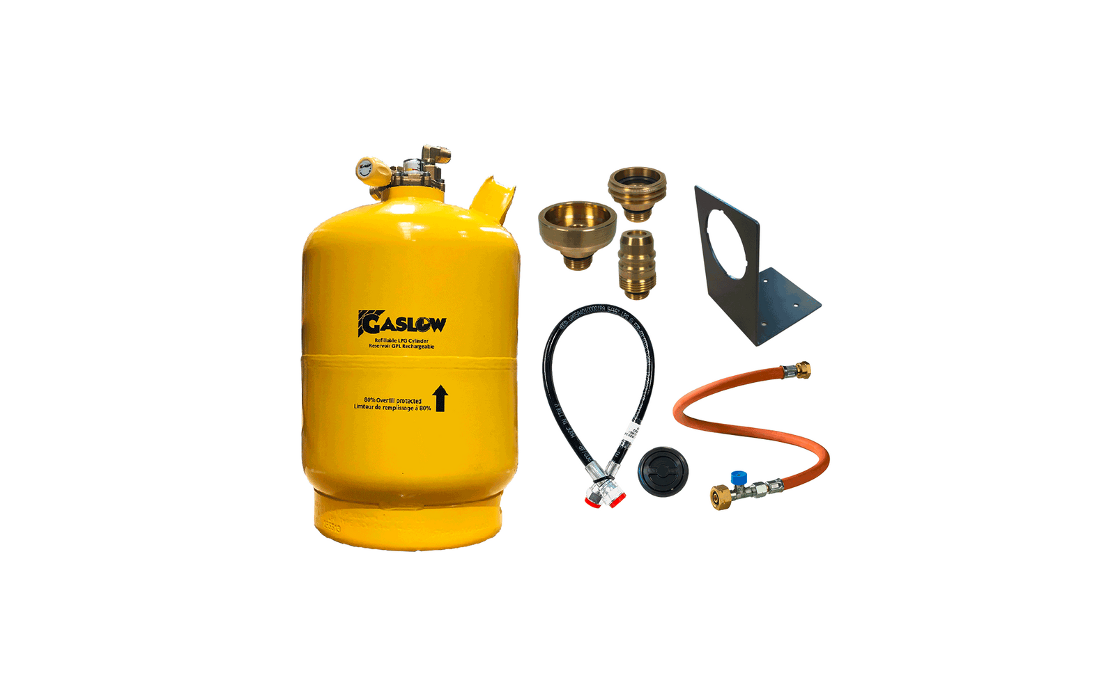 Gaslow LPG Zylinder-Kit mit Einfüllstutzen und Stutzenhalterung 2,7 kg