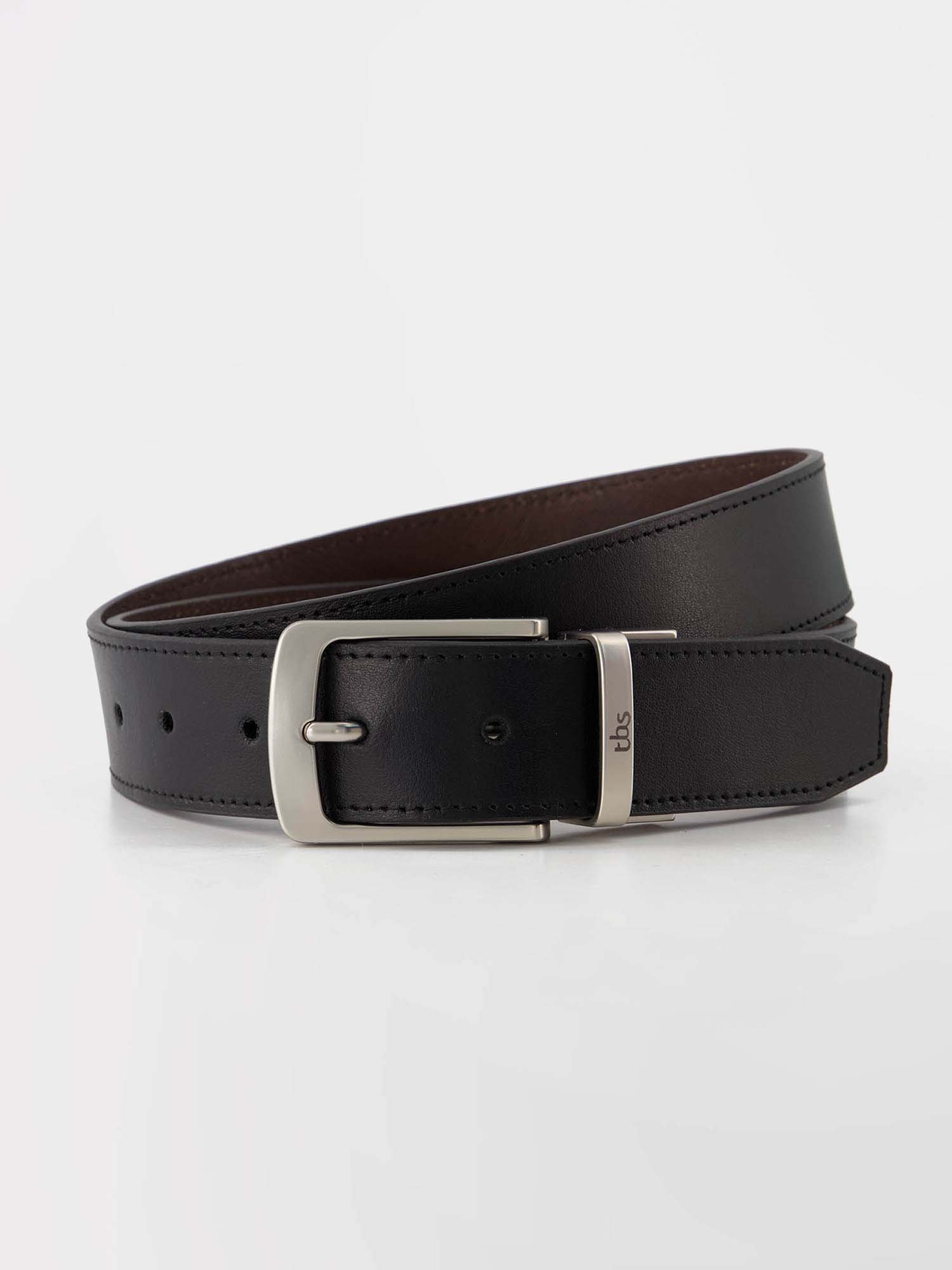 Ceinture Homme Reversible En Cuir Noir ou Ebene