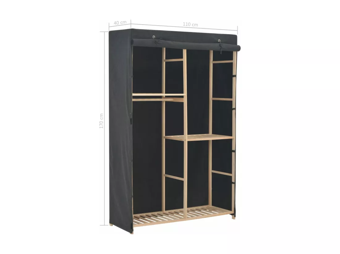 Garde-robe à 3 niveaux Gris 110 x 40 x 170 cm Tissu