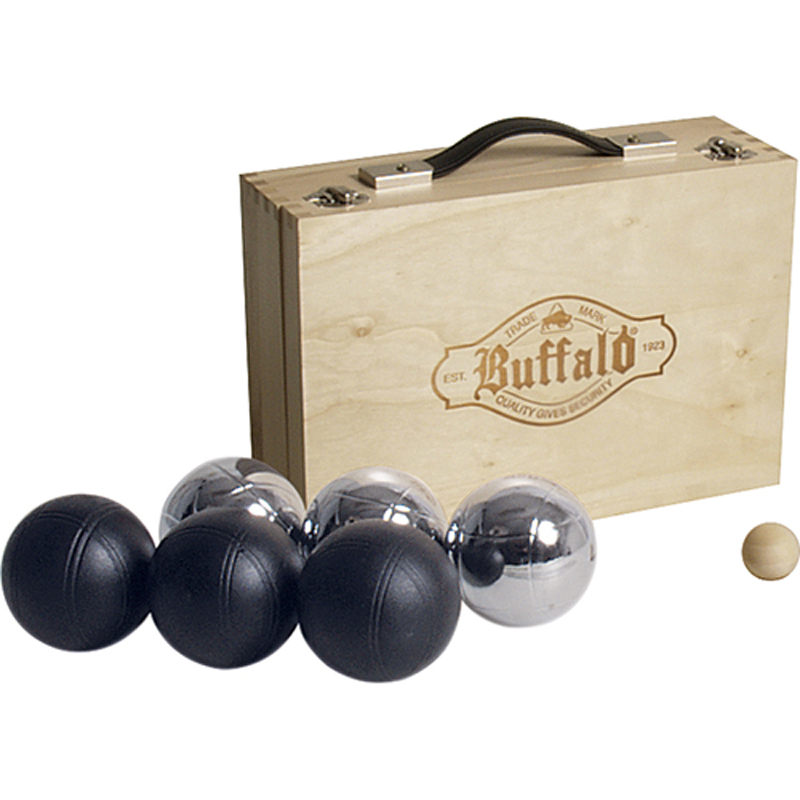 Buffalo gepoedercoat Jeu de boules set in houten doos