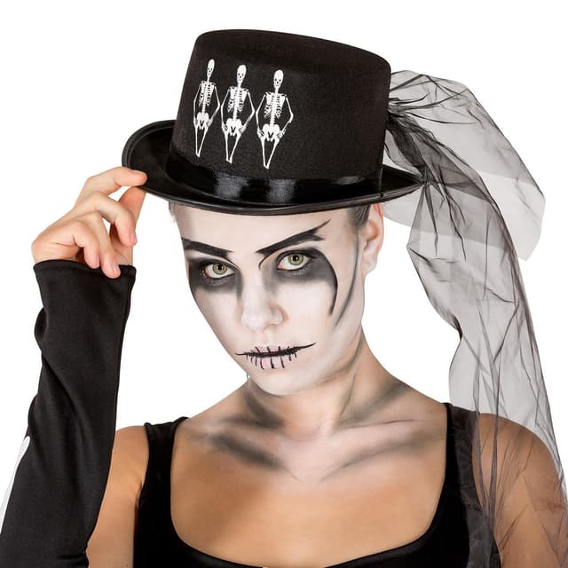 Skelet med tophat Halloweenkostume