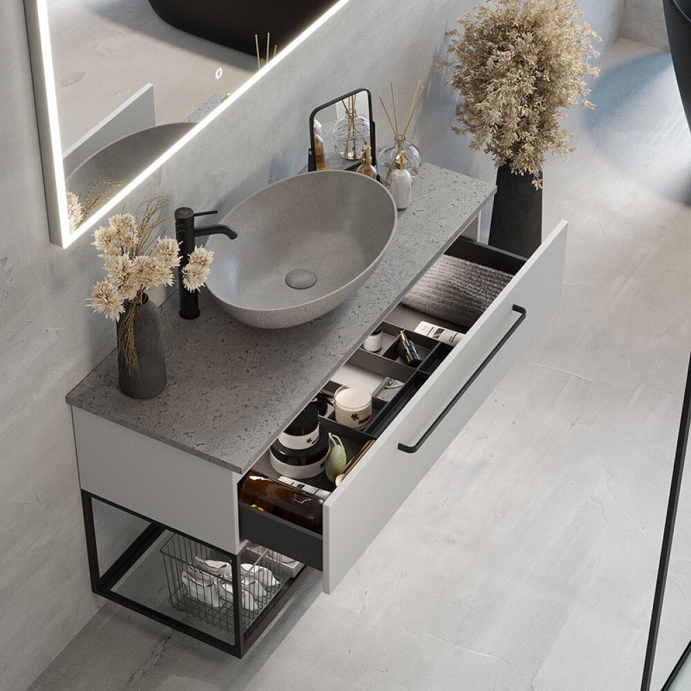 BADEROMSMØBEL CAMARGUE SKÄRGÅRD IQ+ HVIT MATT/BETONG 120 CM
