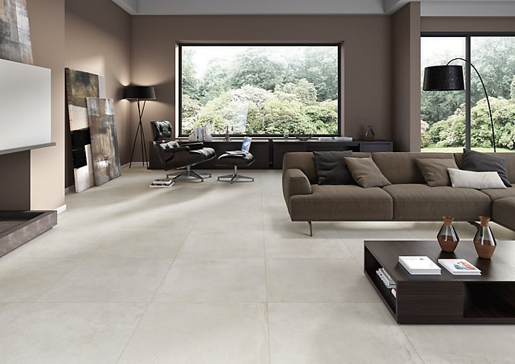 Carrelage sol intérieur aspect béton bords rectifiés Larsen 60 x 60 cm