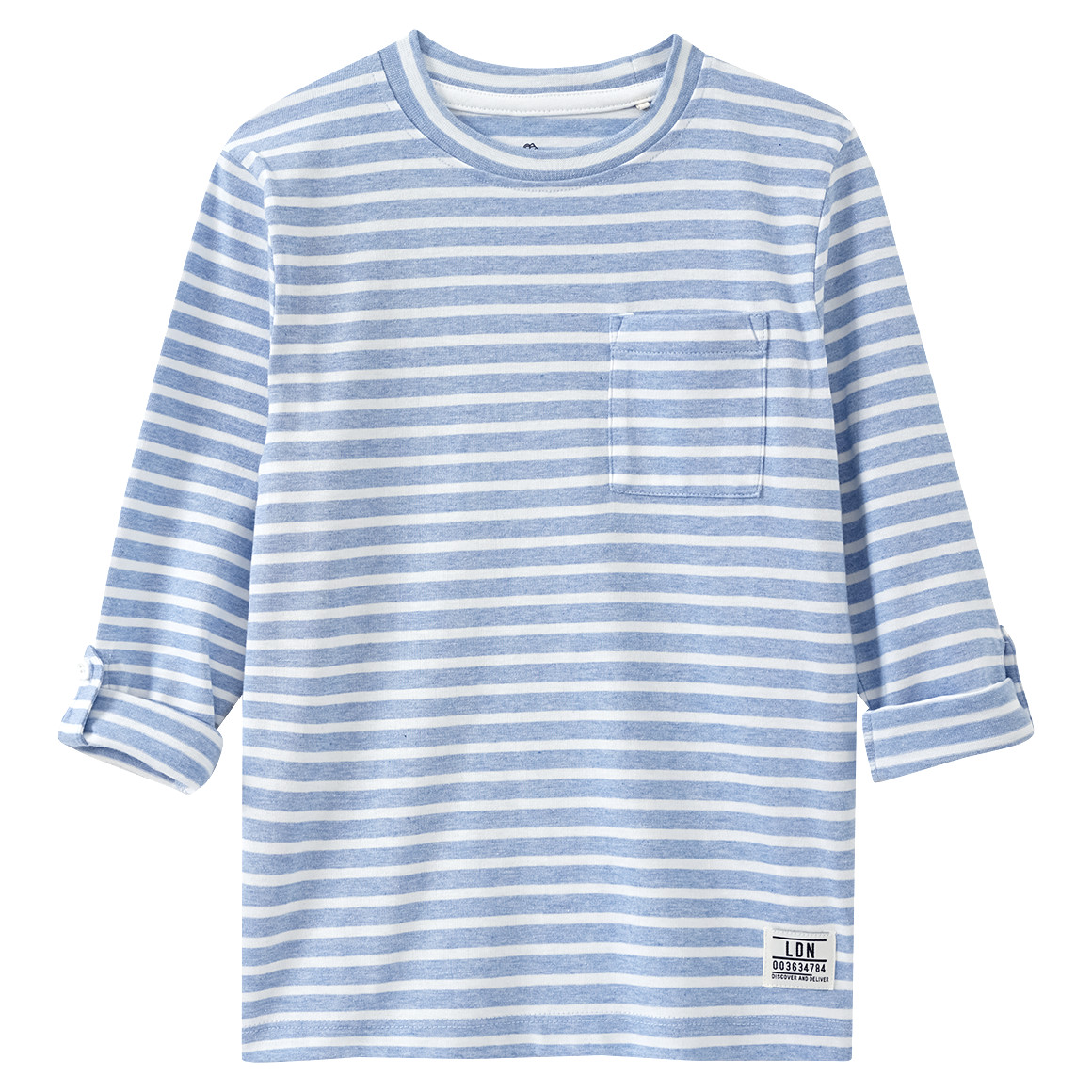 Topolino Jungen Langarmshirt mit Streifen hellblau / weiss