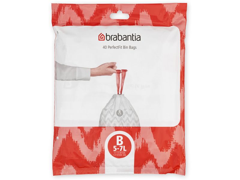 Brabantia Kehrichtsack PerfectFit B 5 l, 40 Stück Müllbeutel, Spenderpack