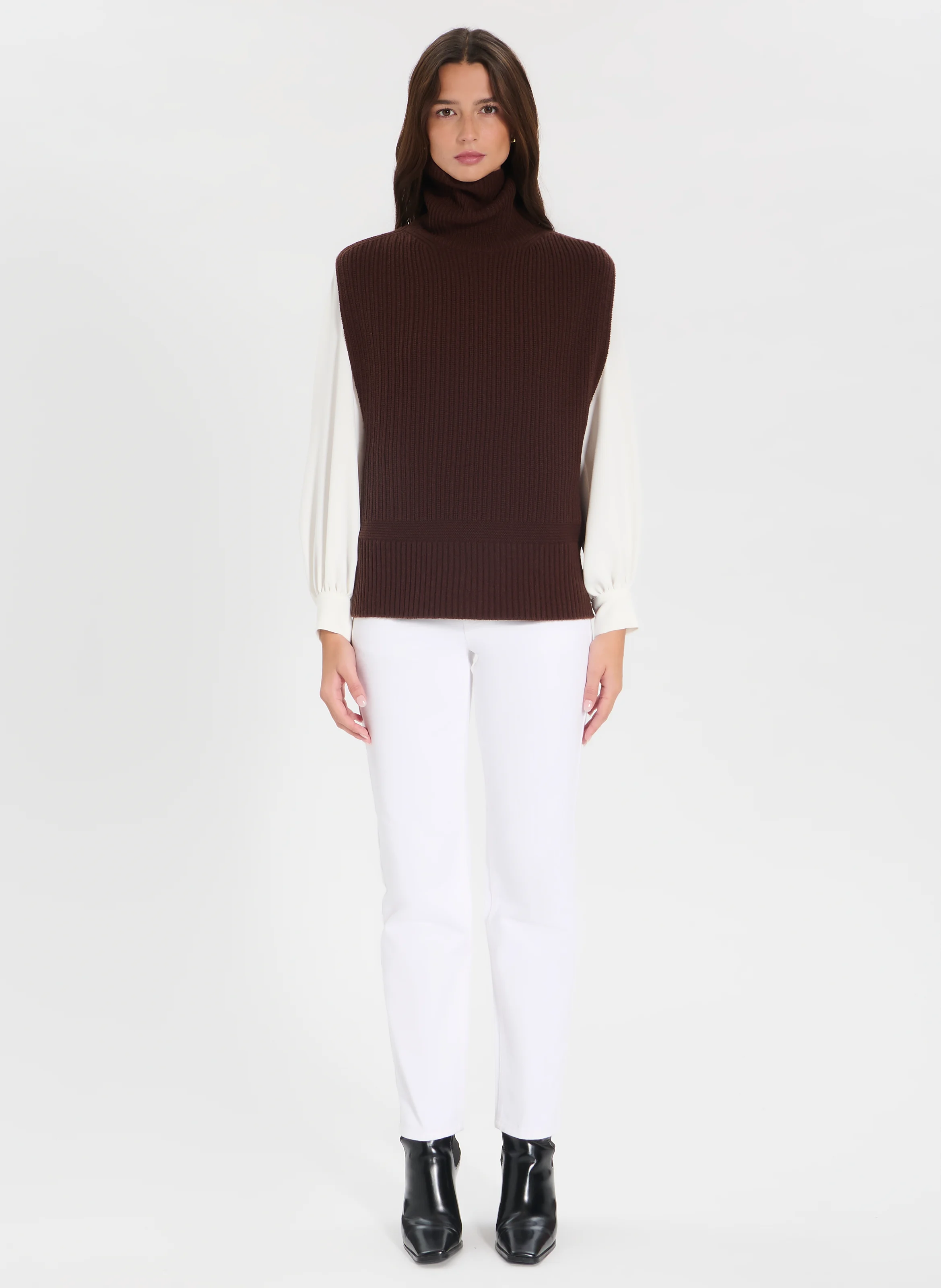 NINA - Pull droit en cachemire | Marron
