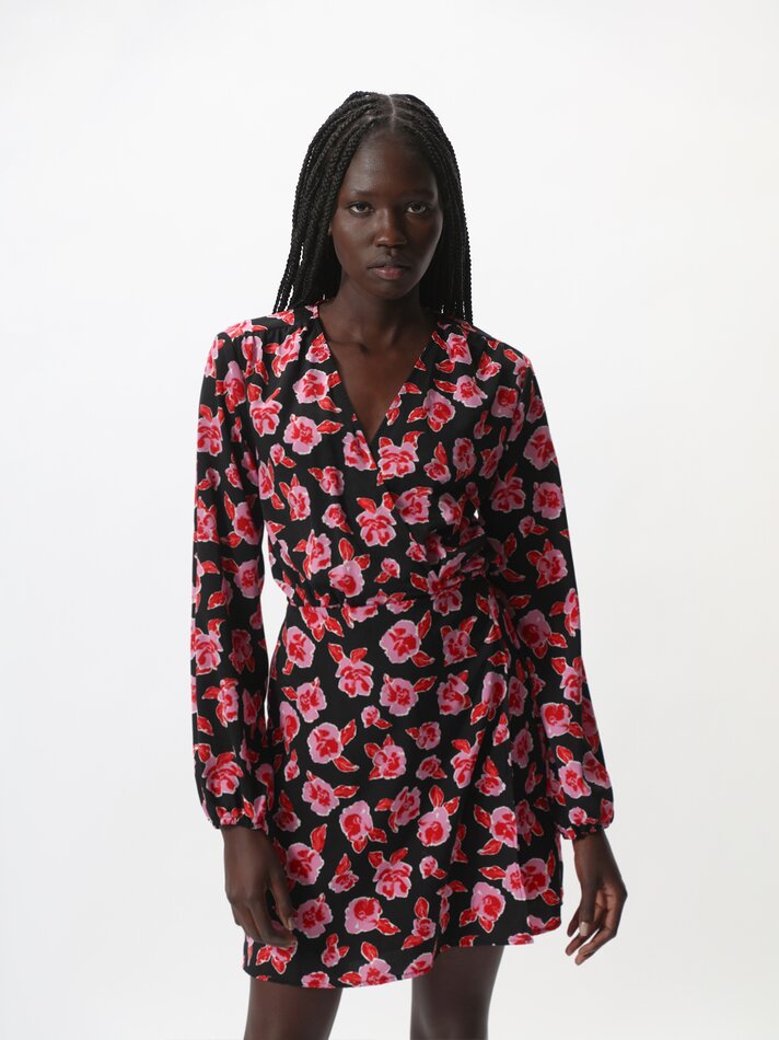Vestido curto envelope - Tons de rosa