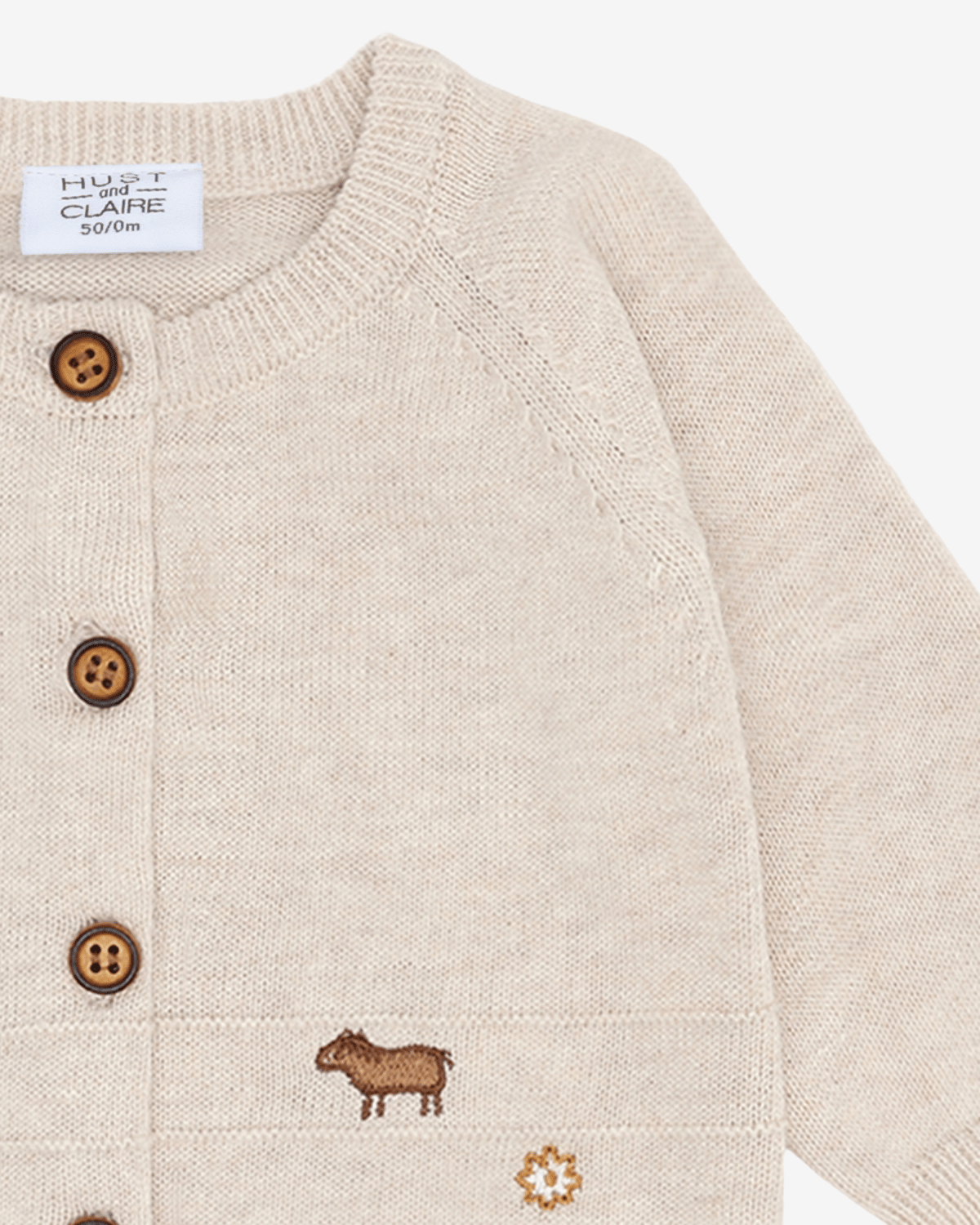 Cardigan Baby m/ Broderte detaljer – Strikket, 100% Bomull | HCCall Knit