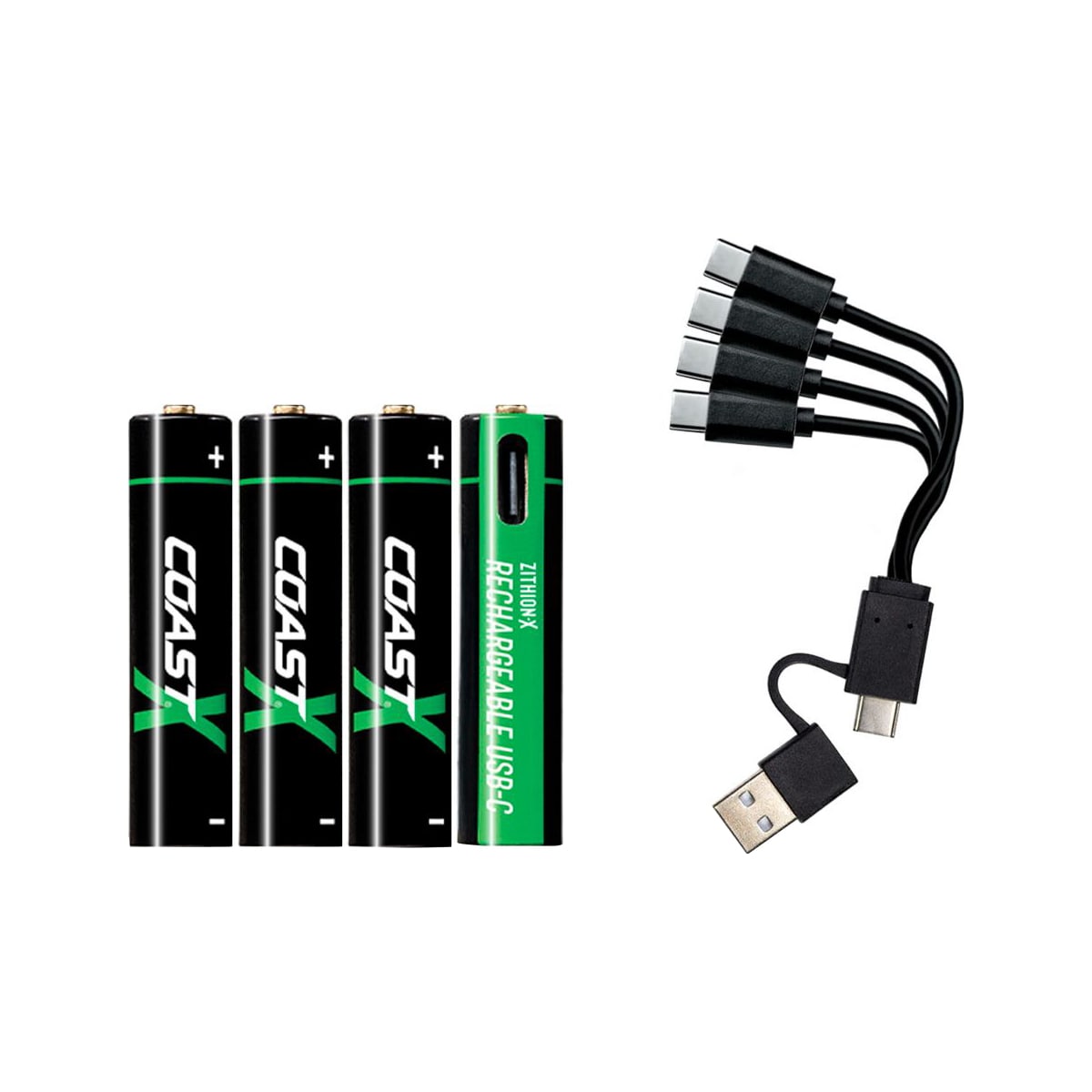 Coast ZXAAA Zithion-X USB-C oppladbare litiumbatterier (4-pk)