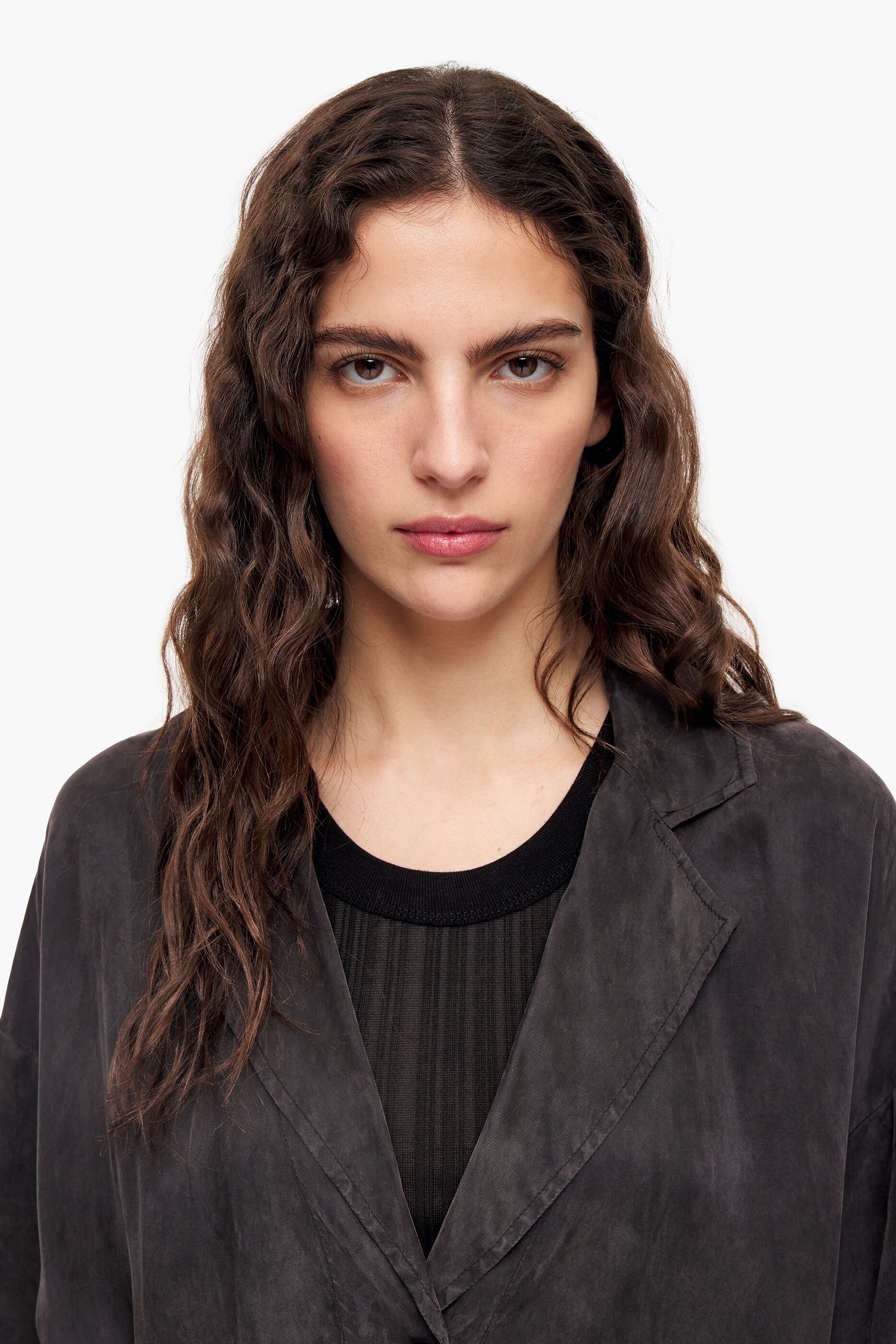 Blazer preto oversized com lavagem especial