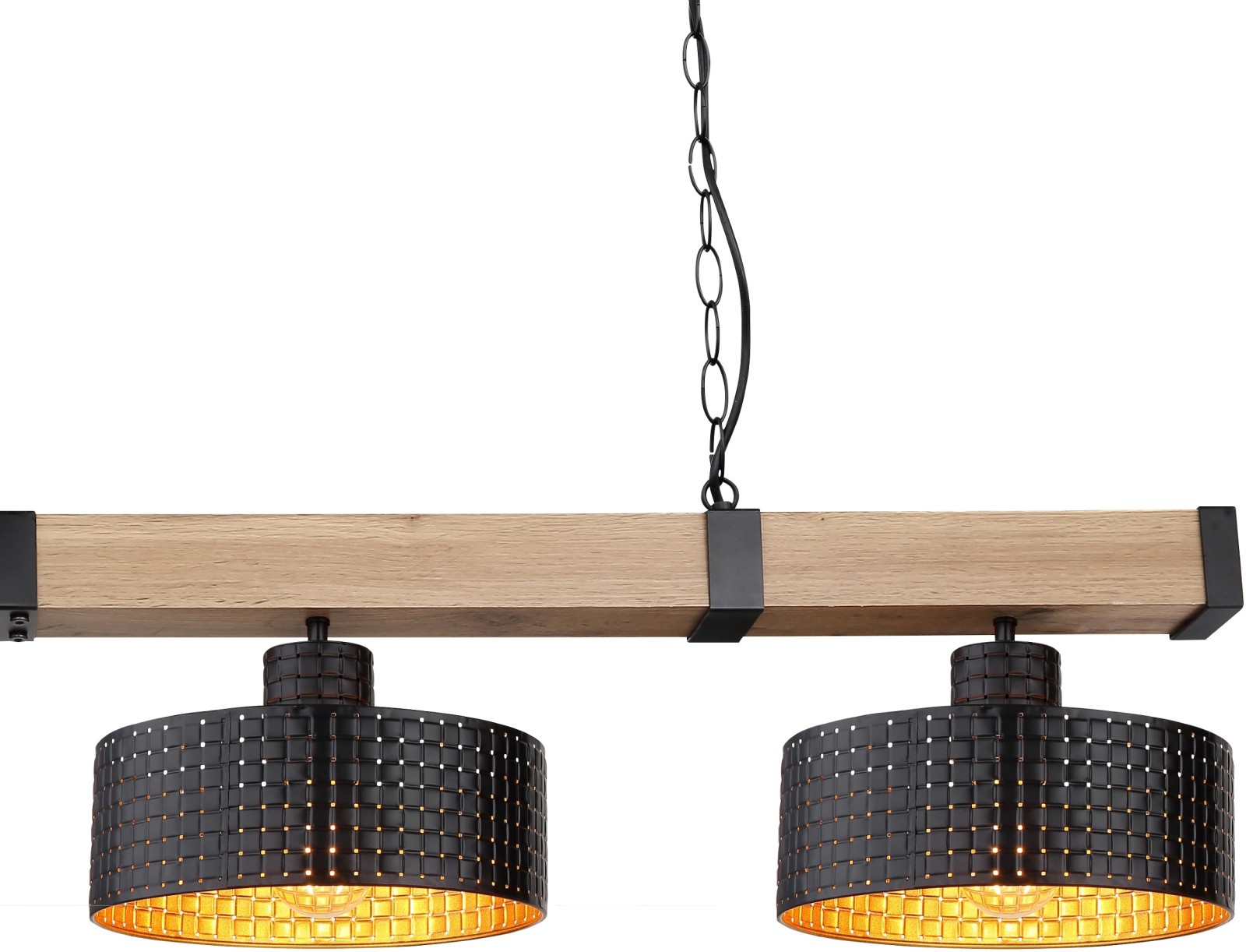 Pendelleuchte - natur-goldfarben-schwarz matt - 140 cm